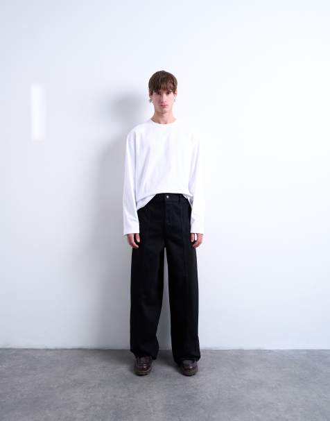 Topman - Sorte jeans med brede ben - view 1