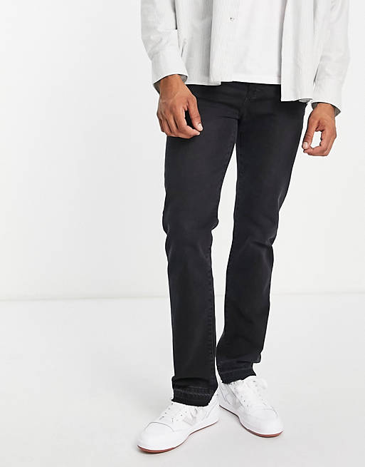 Topman - Sorte jeans med lige ben og nedrullet kant