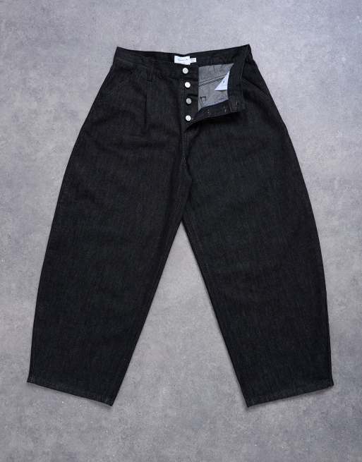 Topman - Sorte jeans med tøndeformede ben og plisseringer, 6 af 7