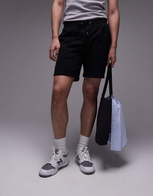 Topman - Sorte jerseyshorts med rå kanter og klassisk pasform, 2 af 5