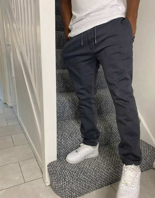 Topman — Sorte joggingbukser i denim