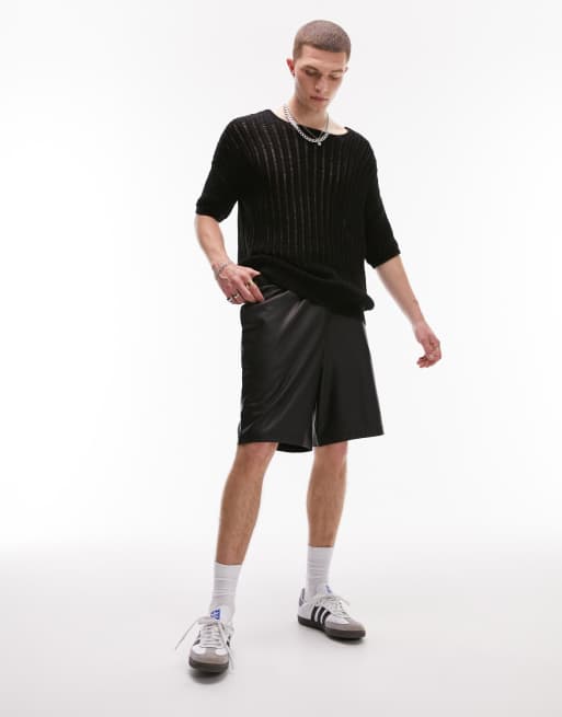Topman - Sorte oversized shorts i imiteret læder