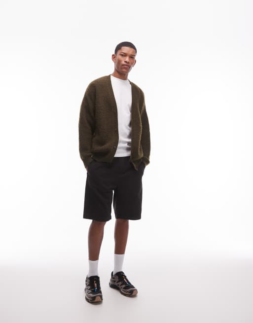 Topman - Sorte shorts i vasket bomuld