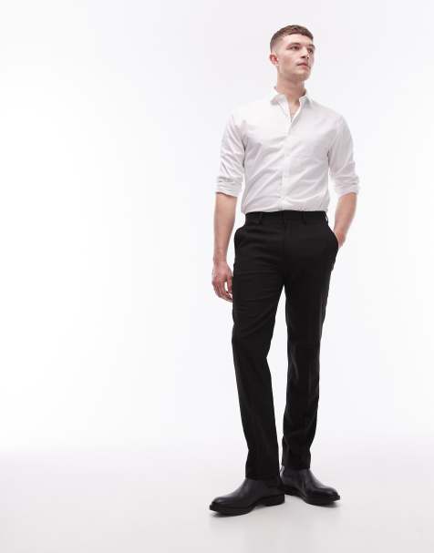 Topman - Sorte, teksturerede habitbukser med stretch i Slim Fit - view 1