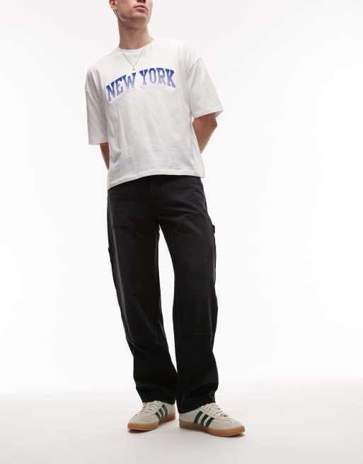 Topman - Sorte tømrerbukser i twill