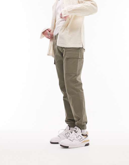 Topman – Spodnie bojówki o obcisłym kroju z dwiema kieszeniami w kolorze khaki