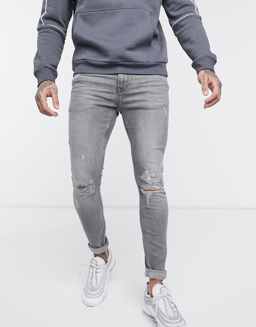 Topman - Spray-on jeans in grijs