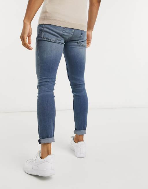 ASOS Spray On Denim Shorts in Blue for Men