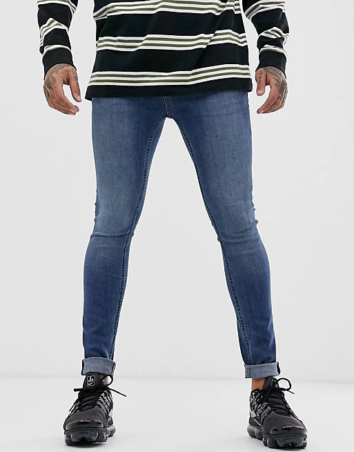 Topman spray-on jeans in mid wash