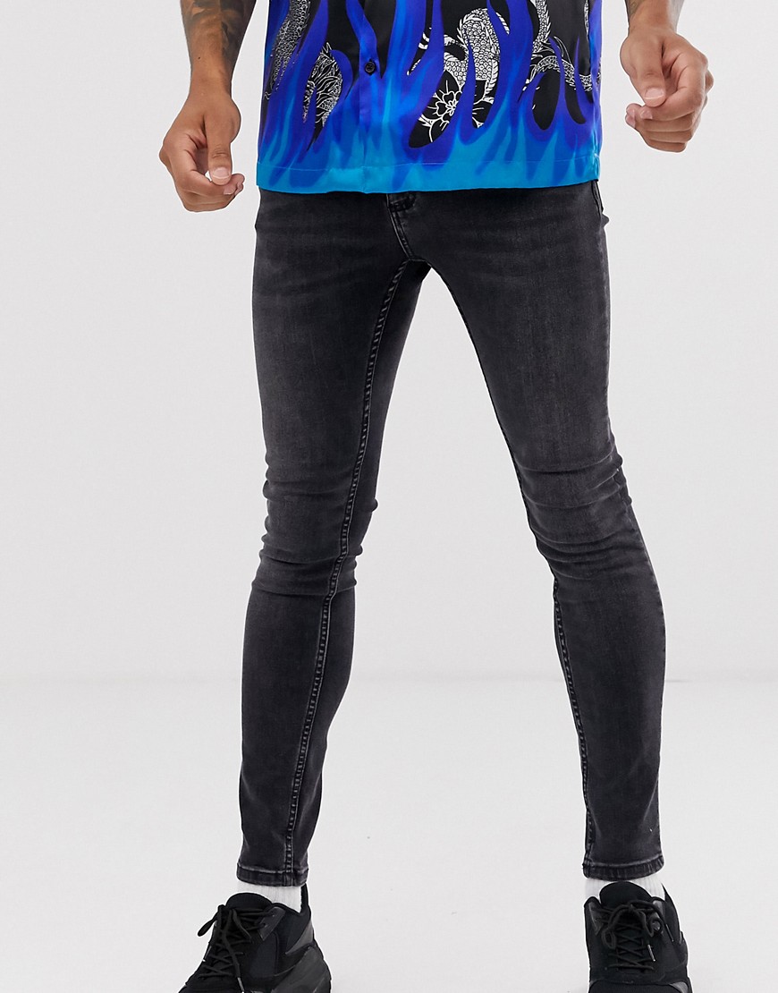 Topman spray on jeans in washed black-Blue