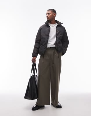 Topman Topman sprayed puffer jacket-Black