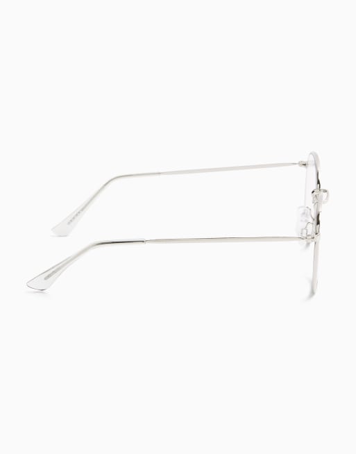 Topman – Srebrne okrągłe okulary z przezroczystymi szkłami, 2 z 3