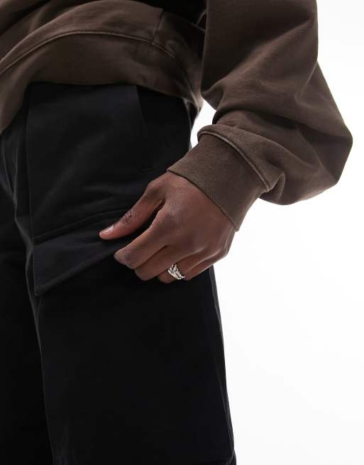 Topman – Stacker – Elegante Cargohose in Schwarz mit weitem Schnitt, 5 von 5