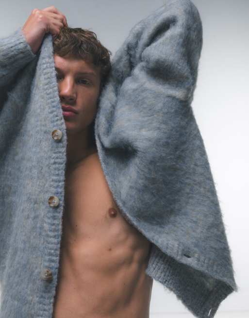 Topman – Stark angeraute Strickjacke in Blau