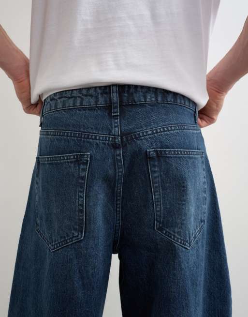 Topman stela jeans med barrel-passform i blå inkwash, 4 av 5