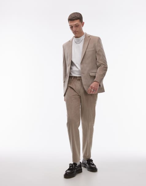 Topman – Stenfärgad manchesterkostym med smal passform - view 1