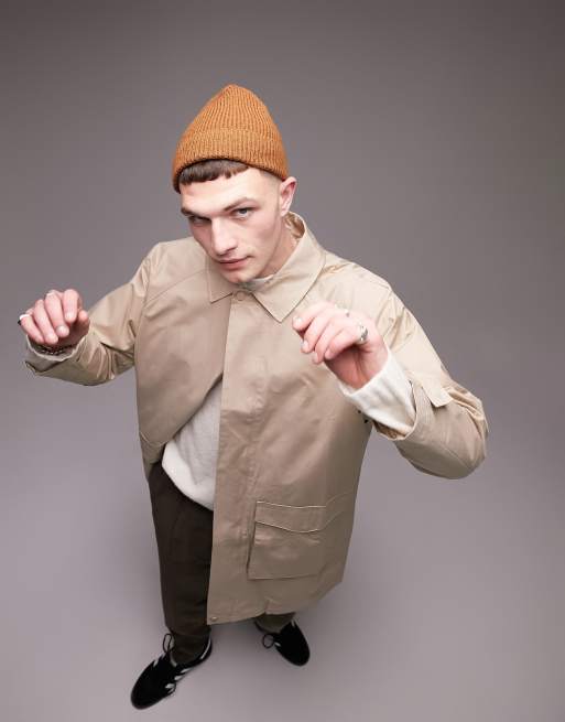 Topman – Stenfärgad regnkappa med struktur