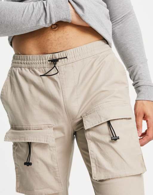 Topman – Stenfärgade cargobyxor med ficka framtill, 3 av 4