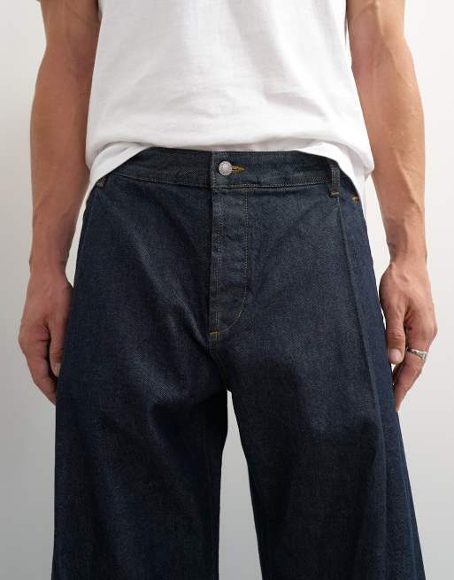 Topman stive baggy fit-jeans med plisseringer i rå, 3 af 7