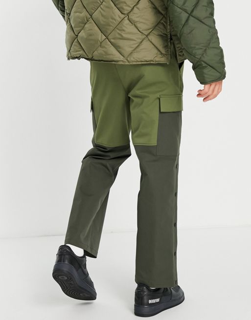 Topman straight front pocket cargo pants in green