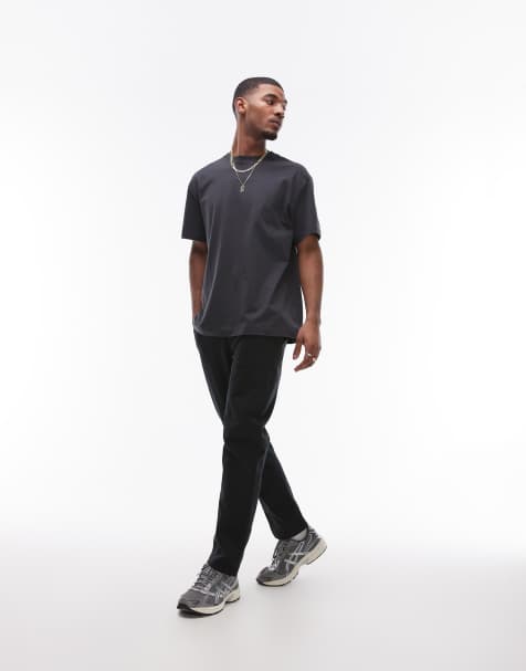 Topman straight chino pants in black - view 1