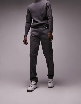 Topman straight chino pants in charcoal - ASOS Price Checker