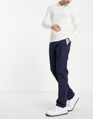 Topman straight chino trousers in navy - NAVY - ASOS Price Checker