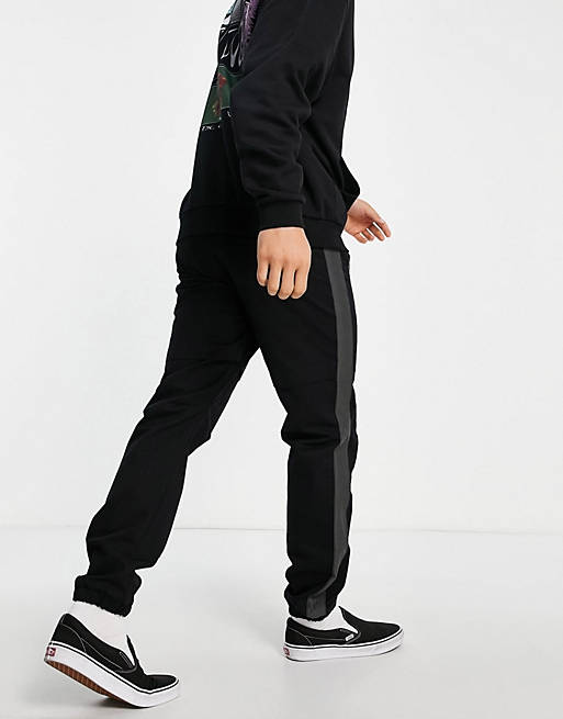 Trousers & Chinos Topman straight cut and sew skinny jogger with zip pocket in black 