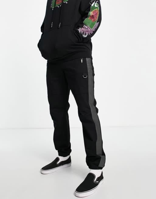 Topman straight cut and sew skinny sweatpants with zip pocket in black