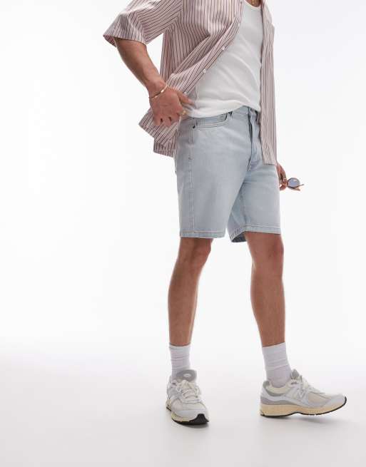  Topman straight denim shorts in bleach