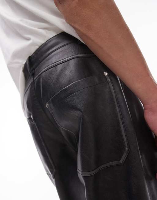 Topman straight distressed faux leather pants in charcoal (part of a set), 5 of 5