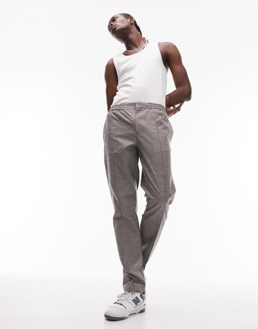 Topman straight elasticated waist pants in grey