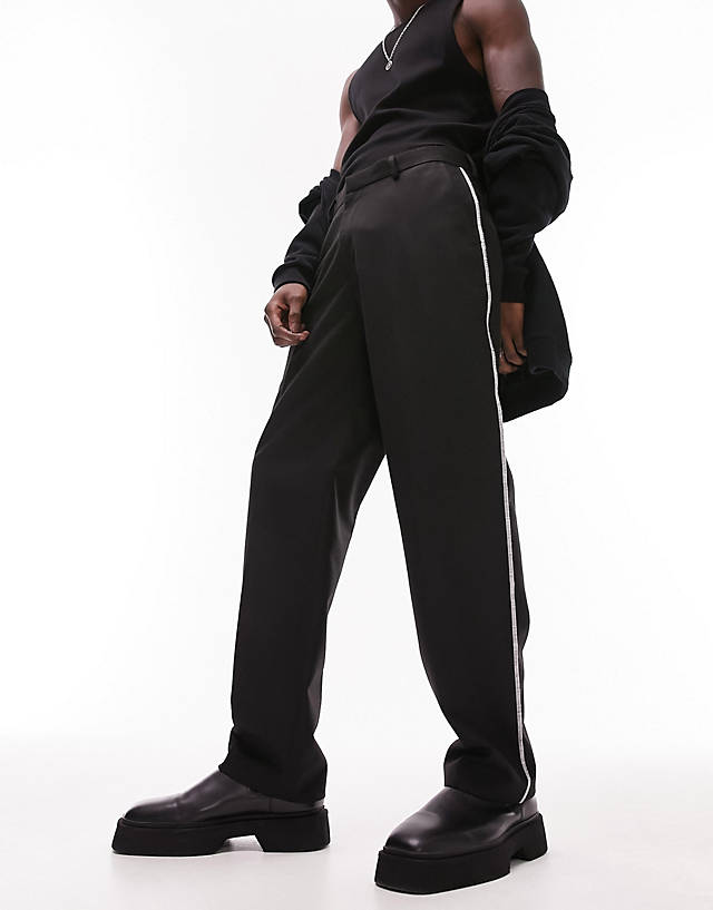 Topman - straight exposed seam trousers in black