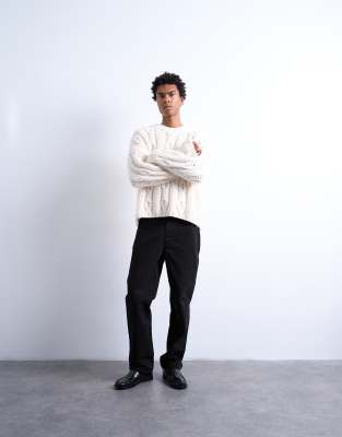 Topman Straight Fit Canvas Pants In Black