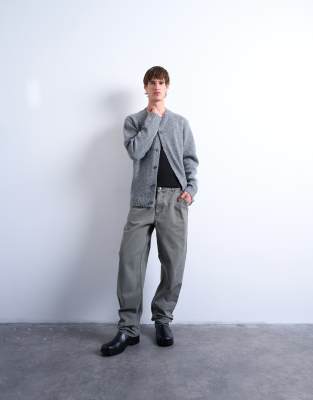 Topman Straight Fit Canvas Pants In Gray