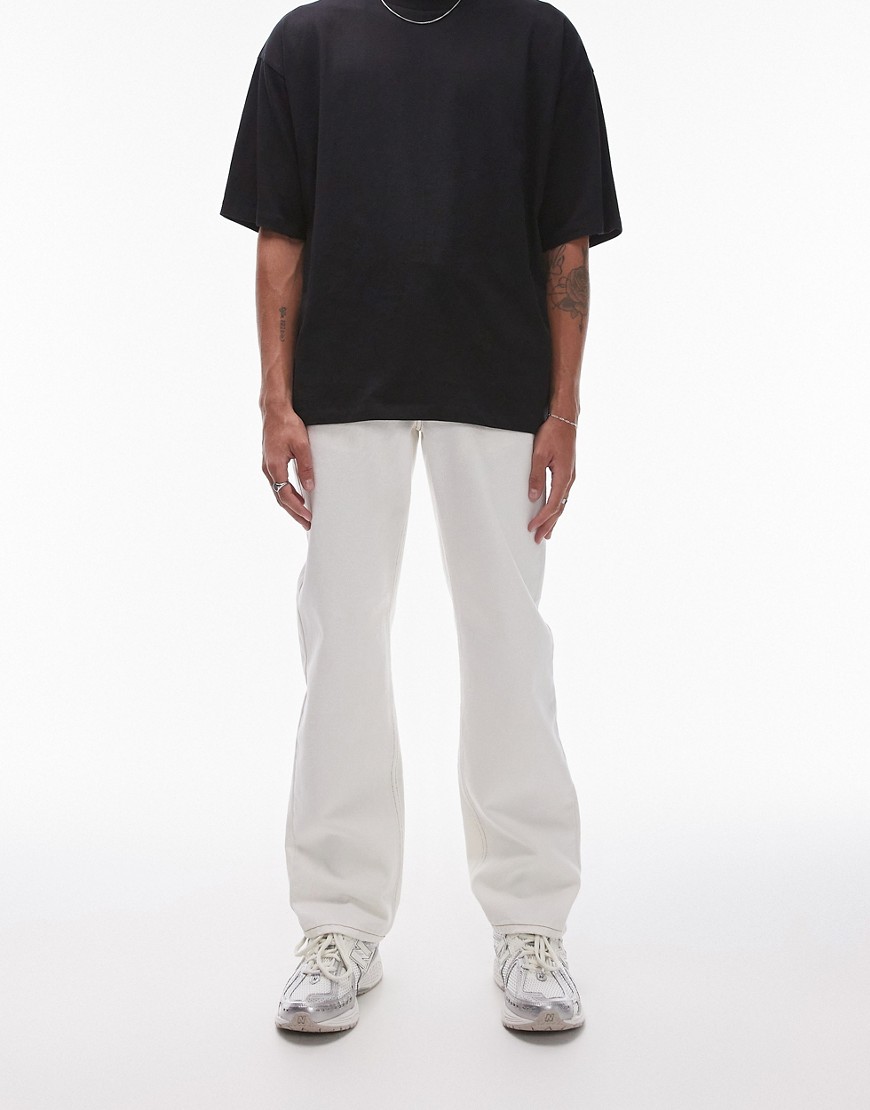 Topman Straight Fit Jeans In Ecru-white