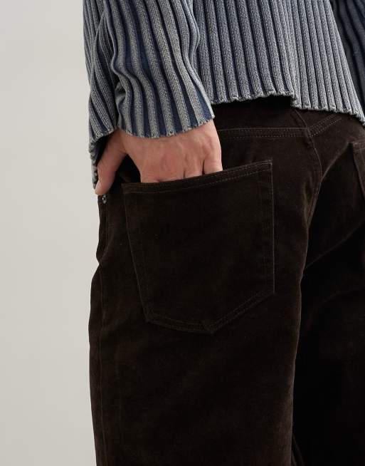 Topman straight-fit jeans met coating en veloursafwerking in bruin, 5 van 5