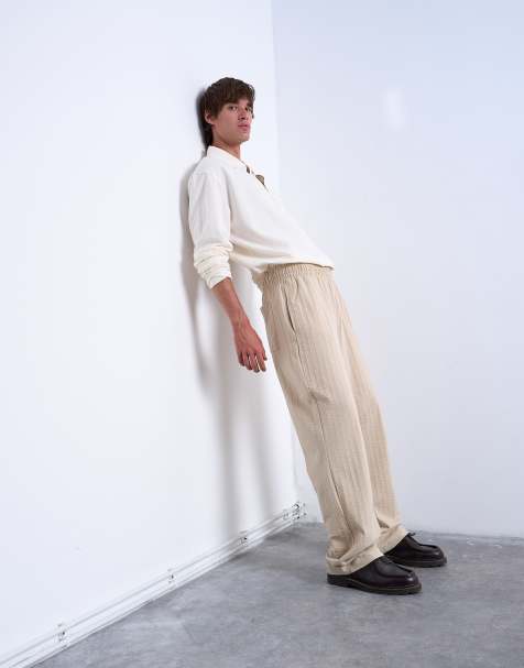 Topman – Straight-Fit-Jogginghose aus Seersucker in Steinbeige - view 1