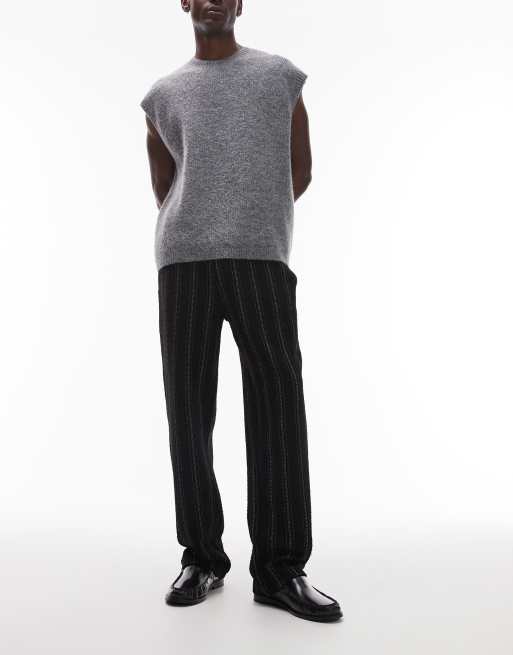 Topman – Straight Fit Jogginghose in Schwarz mit strukturierten Streifen, 3 von 5