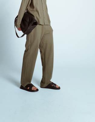 TOPMAN STRAIGHT FIT SEERSUCKER SWEATPANTS 