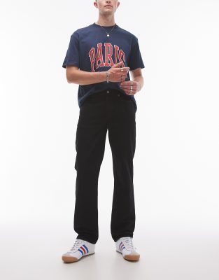 Topman Straight Jeans In Black
