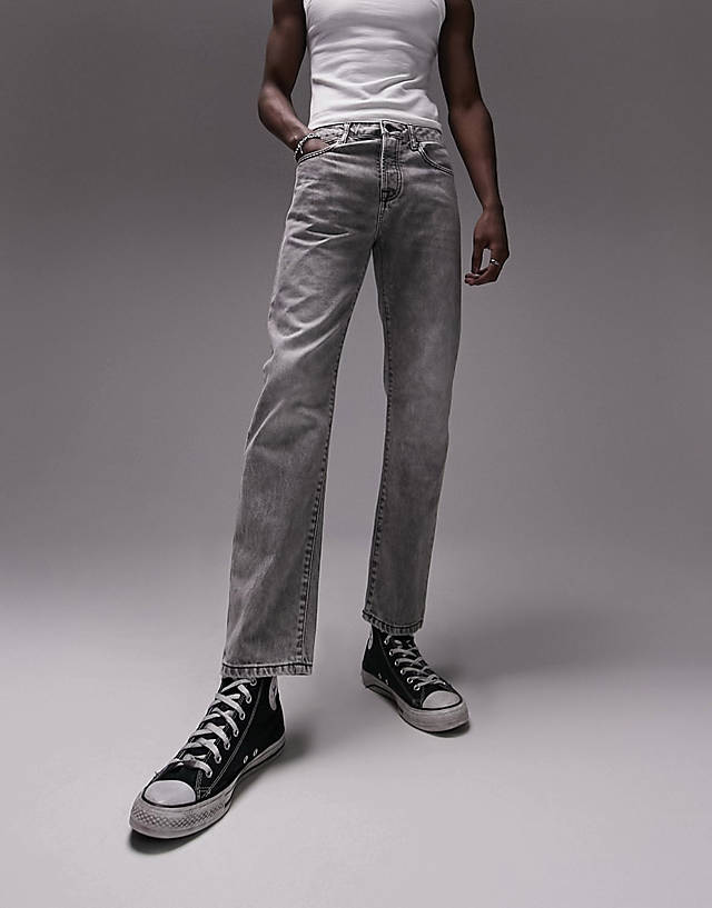 Topman - straight jeans in bleach grey