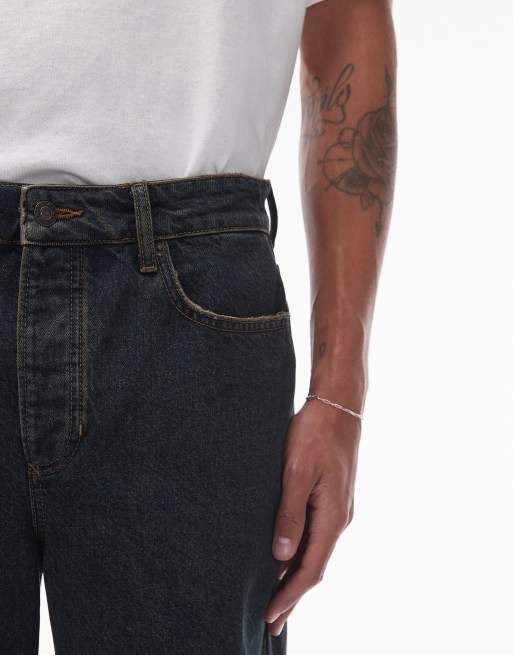 Topman straight jeans in dark tint
