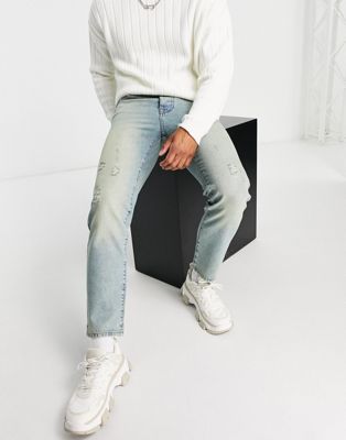 Topman straight jeans in green cast tint
