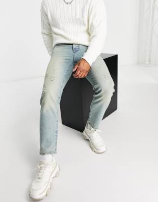 Topman Straight Jeans In Blue