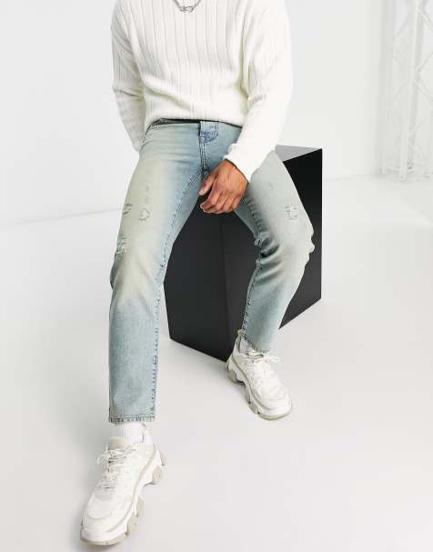 Topman straight jeans in green cast tint - view 1
