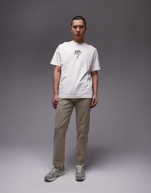 Topman straight jeans in khaki 