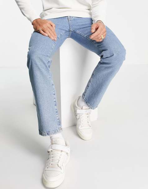 Topman straight jeans in mid wash - view 1