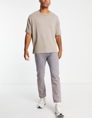 Topman Straight Jeans In Pink Tinted Light Wash-blue