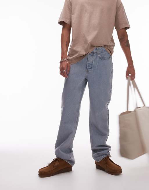 Topman – Straight Jeans in verwaschenem Hellblau